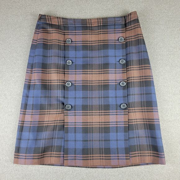 Brooks Brothers Dresses & Skirts - 346 Brooks Bothers Size 10 Brown Blue Tartan Plaid Skirt 1034